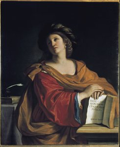 Samoslu Sibyl (Samoslu) - Tuval üzerine yağlı boya by Guercino