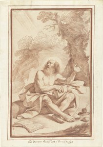 Aziz Jerome çölde by Guercino (attributed to)