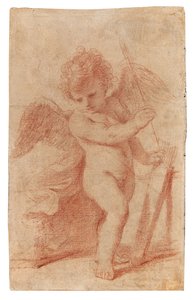 Aşk tanrısı ok kılıfına bir ok koyuyor. by Guercino