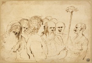 Bir Kutupta Baykuş ile Rakamlar Grubu by Guercino