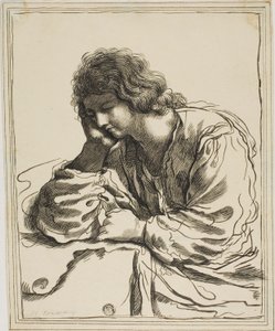 Meditasyonda Evangelist Aziz John by Guercino
