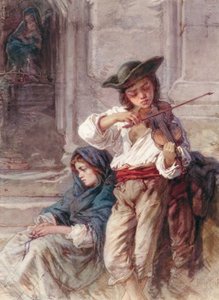 Genç Kemancı, c.1880 (kağıt üzerinde wc)