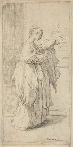 Bir minder taşıyan kız, sağa bakan profilde görülüyor, 1590-1690. by Guido Reni