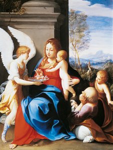 Meleklerin hizmet ettiği Kutsal Aile, Guido Reni (1575-1642) by Guido Reni