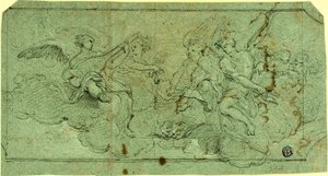 Bulutlardaki Müzisyen Melekler (rekto); Oturan Rahip (verso) by Guido Reni
