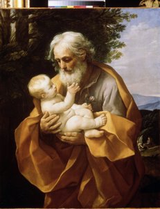 Bebek İsa ile Aziz Joseph, c.1620 (tuval üzerine yağlı boya) by Guido Reni
