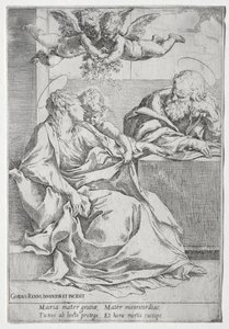 İki Melekli Kutsal Aile by Guido Reni