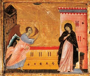 Müjde, Guido da Siena (1250-1300 dolaylarında) tarafından Enthroned St Peter Antependium