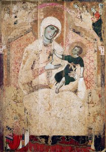 tahta geçen Madonna by Guido da Siena
