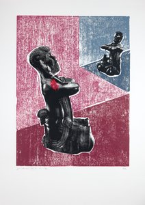 Görünmez Oda nº7, Megalomania, 2019 (tahta baskı ve serigrafi) by Guilherme Pontes