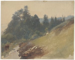 Çam ağaçları ile dağ yamacı by Guillaume Anne van der Brugghen