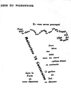 Guillaume Apollinaire (1880-1918) Kaligramı: “” Güvercinden Uzak””