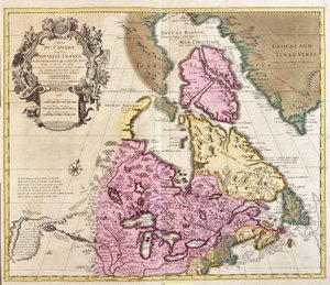 Kanada ve Grönland Haritası (gravür by Guillaume Delisle