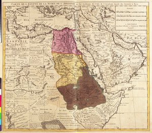Mısır, Nubia (Sudan) ve Habeşistan (Etiyopya) Haritası (gravür