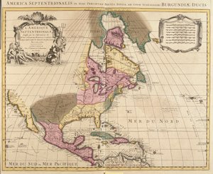 Kuzey Amerika Haritası (Grönland, Kanada, ABD, Meksika ve Karayip Adaları: Küba, Haiti, Jamaika, Batı Hint Adaları) (gravür