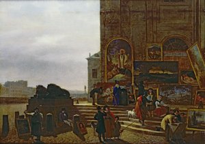 Institut de France Dışında Tablo Satmak, 1837 by Guillaume Frederic Ronmy