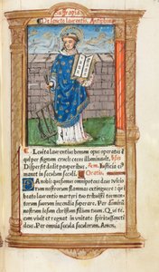 Basılı Saat Kitabı (Roma Kullanımı): fol. 101r, Aziz Lawrence by Guillaume Le Rouge