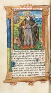 Basılı Saat Kitabı (Roma Kullanımı): fol. 104v, Aziz Anthony Başrahibi by Guillaume Le Rouge