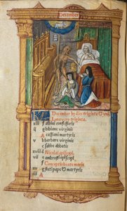 Basılı Saat Kitabı (Roma Kullanımı): fol. 13v, Aralık takvim sayfası by Guillaume Le Rouge