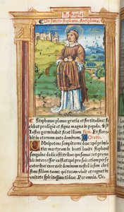 Basılı Saatler Kitabı Roma Kullanımı: fol. 100v, Aziz Stephen, 1510. by Guillaume Le Rouge