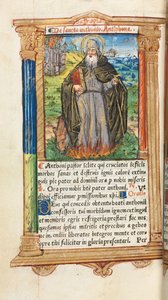 Basılı Saatler Kitabı Roma Kullanımı: fol. 104v, Aziz Anthony Abbot, 1510. by Guillaume Le Rouge