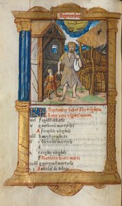 Basılı Saatler Kitabı Roma Kullanımı: fol. 10v, Eylül takvimi illüstrasyonu, 1510.