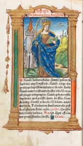 Roma Kullanım Saatleri Basılı Kitap: fol. 110v, Aziz Barbara, 1510. by Guillaume Le Rouge