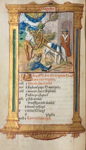 Roma Kullanım Saatleri Basılı Kitap: fol. 9v, Ağustos takvim illüstrasyonu, 1510. by Guillaume Le Rouge