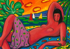 Sahilde çıplak, 2011 (kağıt üzerine guaj)
