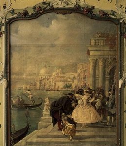 Salute, Venedik önünde maskeli kadın by Guiseppe Ponga