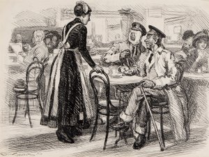 Birinci Dünya Savaşı karikatürü, muhtemelen Punch için, 1916 (kağıda bir mürekkep kalemle) by Gurnell Charles Jennis