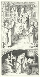 Martin Luther, Eisenach kasabasında şarkı söyleyen genç bir öğrenci olarak (gravür) by Gustav Ferdinand Leopold Konig