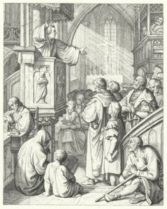 Martin Luther vaaz verirken (gravür) by Gustav Ferdinand Leopold Konig