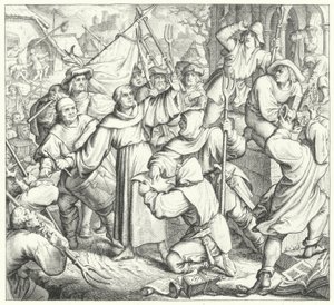 Martin Luther isyancılara ve Köylü Savaşına karşı vaaz veriyor (gravür) by Gustav Ferdinand Leopold Konig