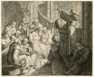 Martin Luther, manastırda, babacan arkadaşı Staupitz'in önünde vaaz veriyor. by Gustav Ferdinand Leopold Konig