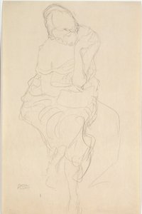 Bir taburede oturan kişinin önden görünümü by Gustav Klimt