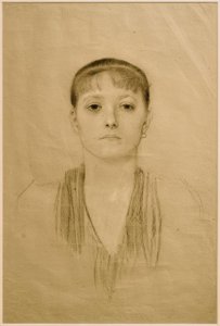 Önden bir kızın yarım boy portresi by Gustav Klimt