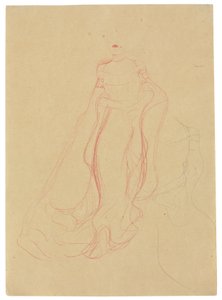 Ellerin Birbirine Kenetlendiği Kostüm Çalışması, Sağ Tarafın Tekrarı, c.1903-04 (devetüyü kağıt üzerine renkli mum boya ve kurşun kalem) by Gustav Klimt