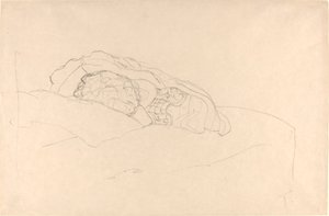 yatakta kıvrılmış kız by Gustav Klimt
