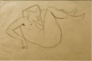 Çıplak kız çömelmiş kalçaları ile (çalışma) by Gustav Klimt