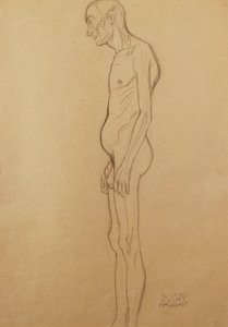 Çıplak Erkekler; soldaki çıplak adam, by Gustav Klimt