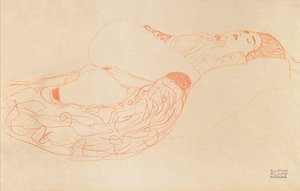 Yatan Yarı Çıplak Mastürbasyon, 1912-1913 by Gustav Klimt