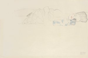 Sağa yarı çıplak uzanmış, c.1914-15 by Gustav Klimt