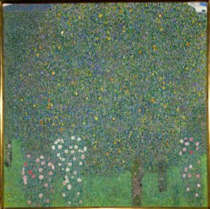 Ağaçların altında gül çalıları by Gustav Klimt