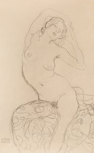 Oturan Çıplak, 1914-1916. by Gustav Klimt