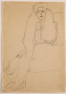 Solda Oturan Üst Vücut Öne Eğik; Sola oturmuş, gövde önde, sola yaslanmış, 1904-1905 by Gustav Klimt
