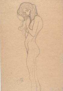 Beethoven Frizi için Ayakta Çıplak Kadın Çalışması, 1901. by Gustav Klimt