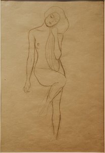 Sağ bacak kaldırılmış çıplak kadın ayakta by Gustav Klimt