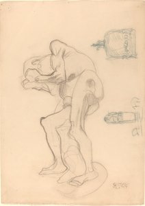Yumruklarını Sıkan Çıplak Yaşlı Bir Kadın ve İki Dekoratif Objenin İncelenmesi by Gustav Klimt
