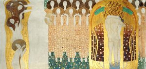 Beethoven Frizi, Detay: Sanat, Cennet Korosu, Kucaklama, 1902 by Gustav Klimt